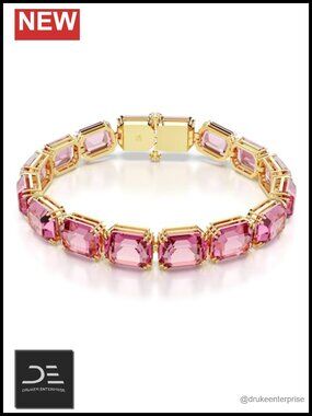 Swarovski Millenia Crystal Link Bracelet Gold Tone Prong Setting